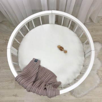 Poza cu Husă pentru saltea rotundă pătuț bebeluși / copii, cu elastic, dimensiuni 70 x 70 cm, culoare albă